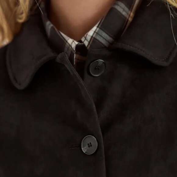 ZARA Black Faux Suede Cropped Jacket New without tags Size XS 🖤 - Picture 6 of 16